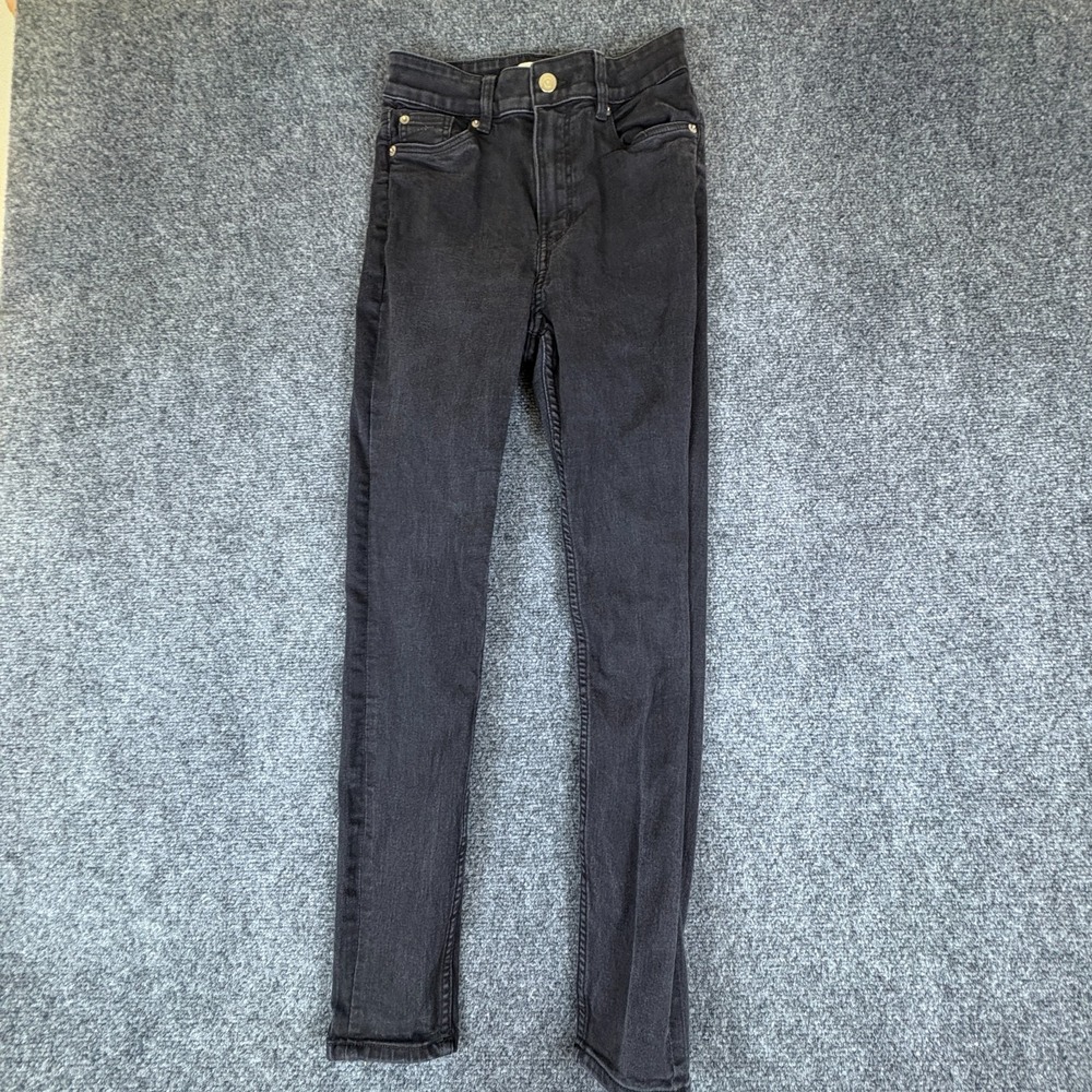 H&M Jeans Womens‎ 24x26 Gray Denim Cotton Stretch Pockets Mid Rise Skinny Fit